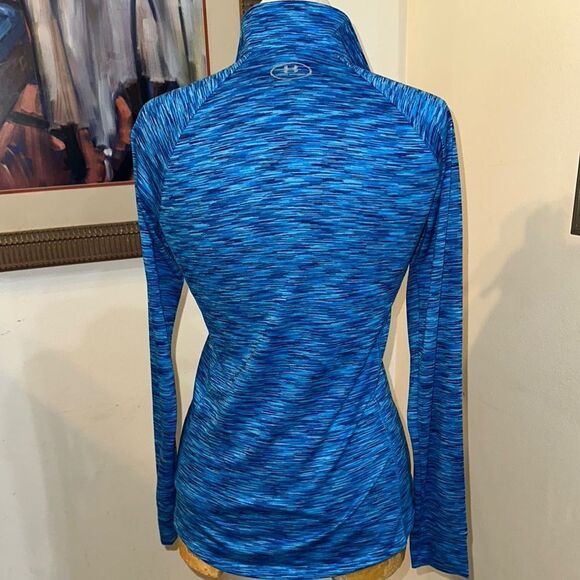 Under Armour Blue Fitted Long Sleeve Zippered Sweatshirt Size Small - Picture 9 of 11